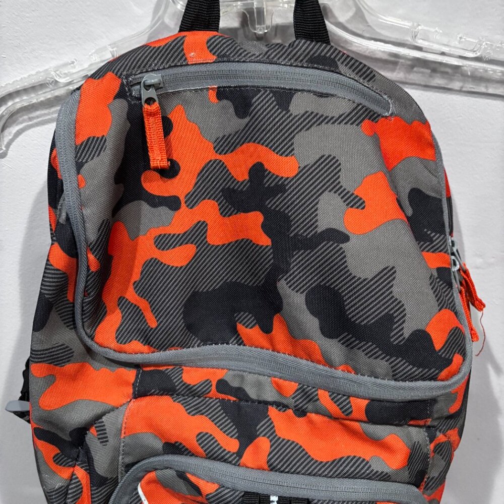 Accessories: Lands End Camouflage Backpack - Orange/Gray/Black - Picture 2 of 13